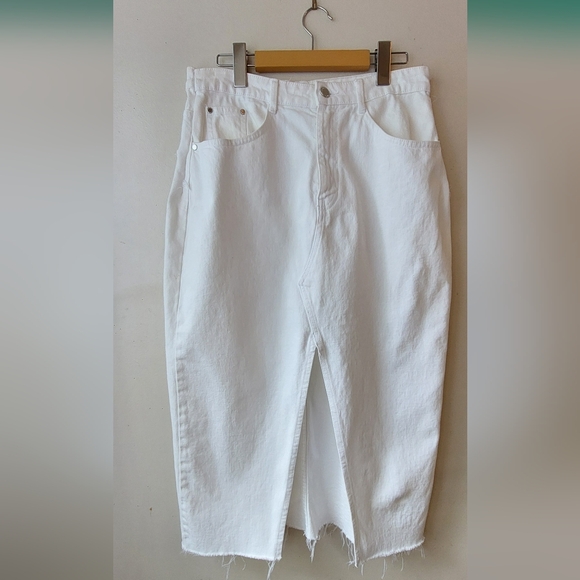 Zara White Denim/Jean Midi Skirt - Picture 3 of 4